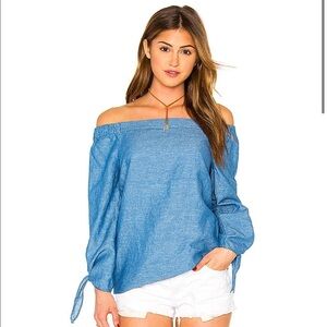 Free People Off the Shoulder Linen Blend Blouse Size XS
